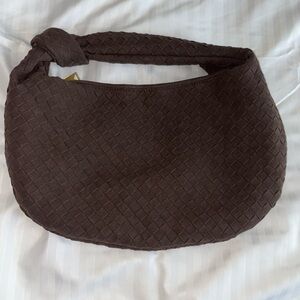 Brown Suede Woven Bag